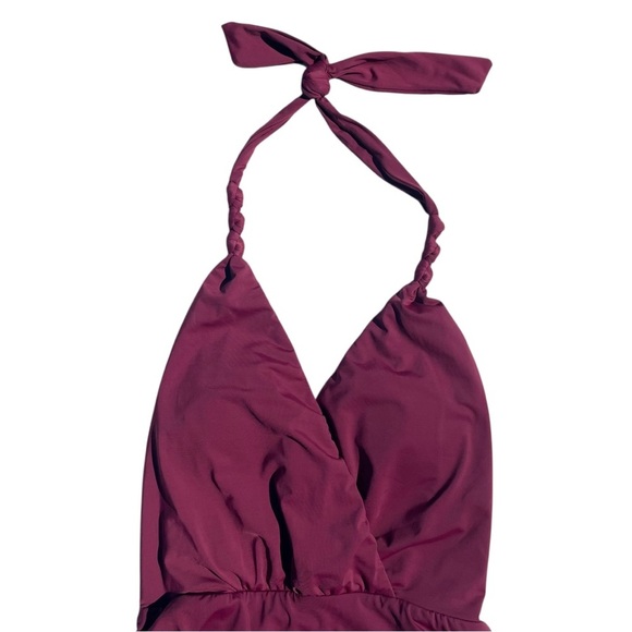 Vix Paula Hermanny one piece swimsuit ventana halter tie maroon red small NWT - Picture 3 of 10